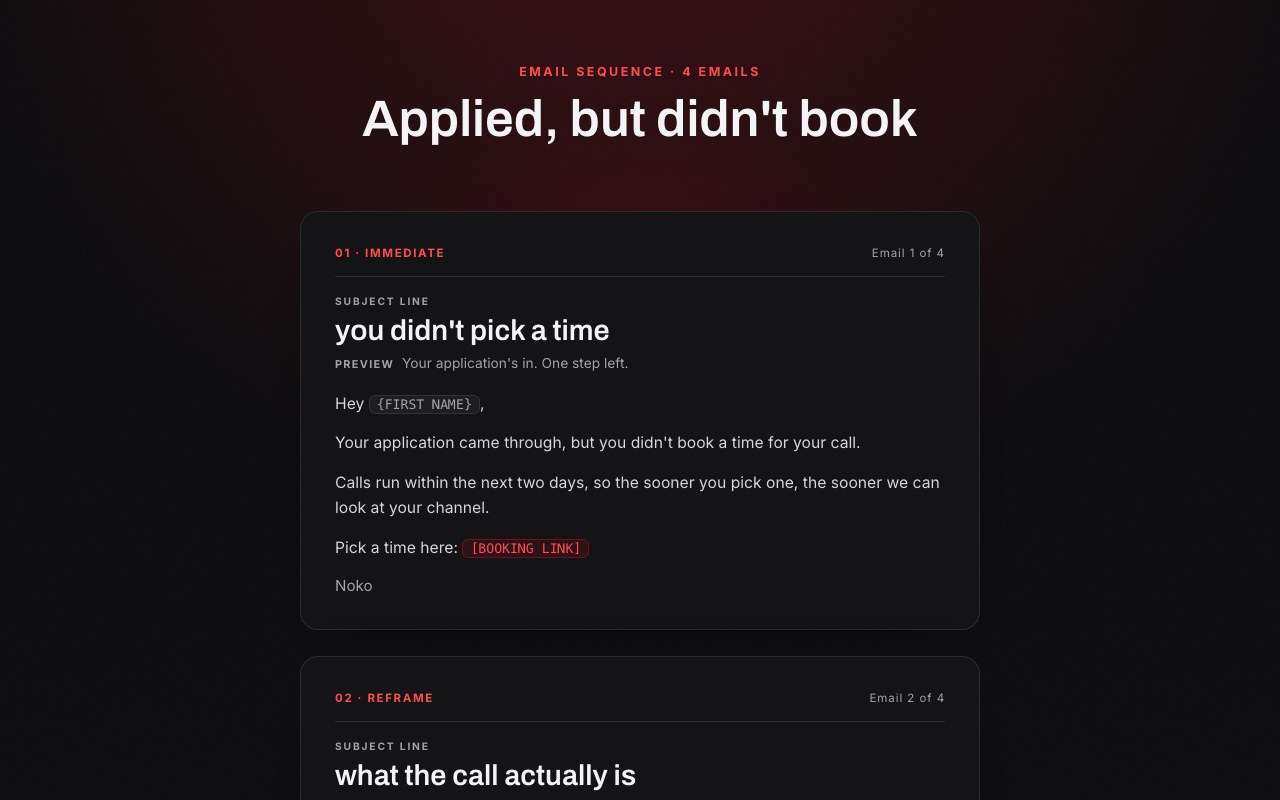 Applied, not booked preview