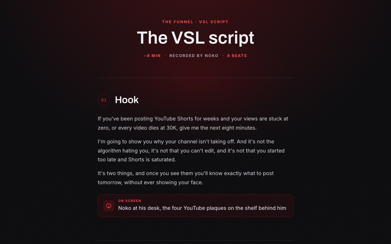 The VSL script preview